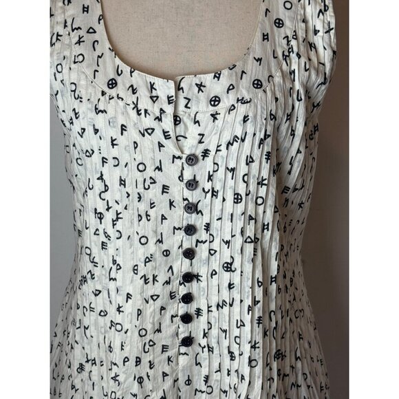 Modaposa‎ Dress Women Medium White Black Alphabet Cotton Alegra Mini Artsy - Picture 9 of 14
